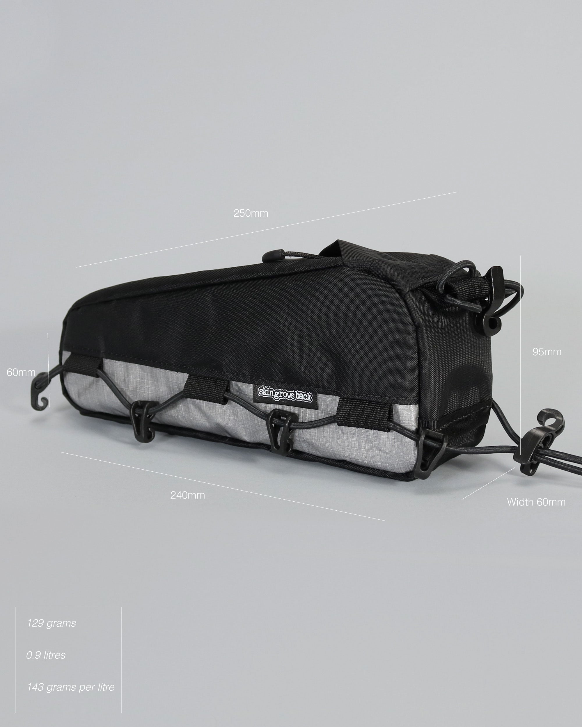 skingrowsback hot dog racing top tube bag gravel cycling dyneema