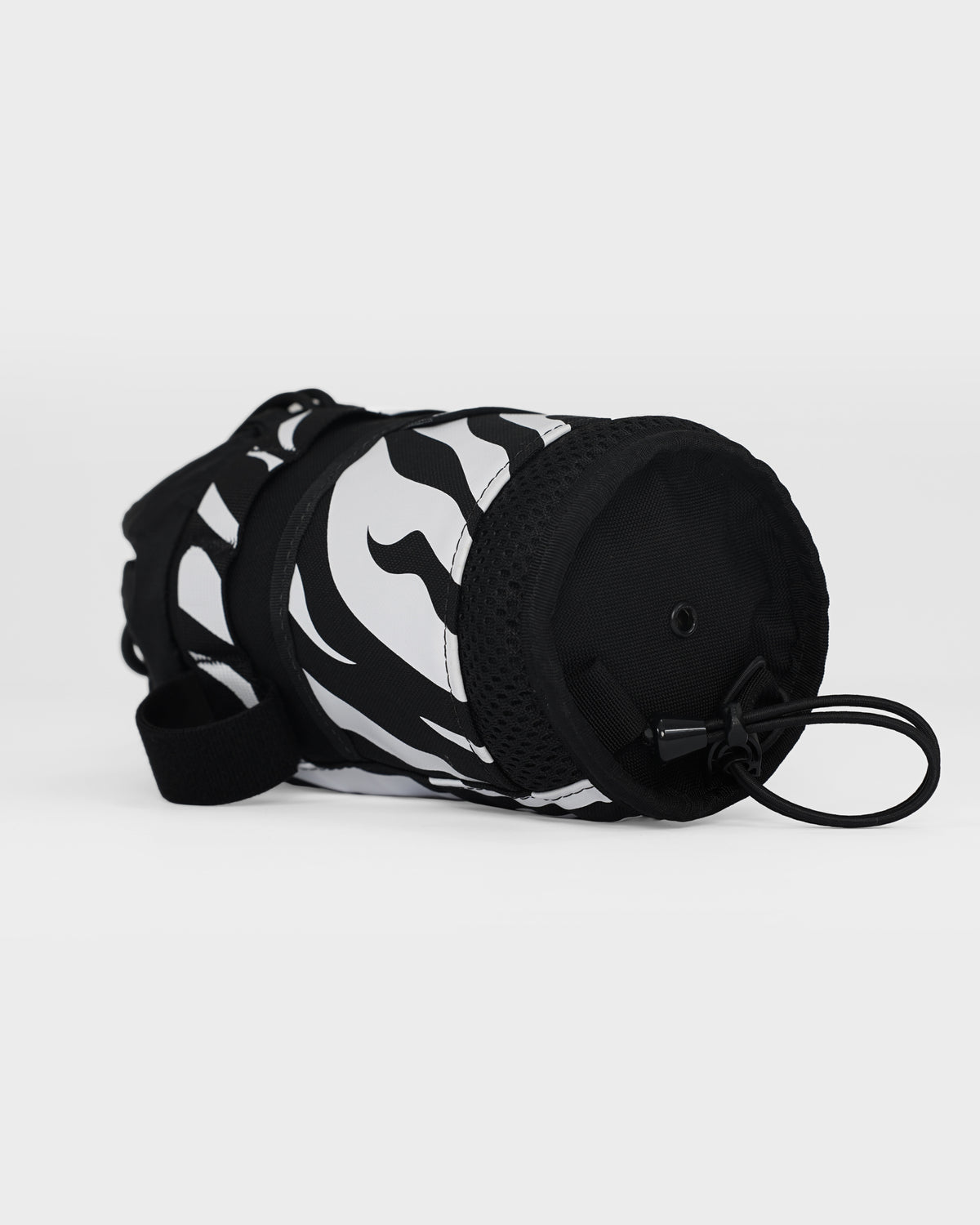 skingrowsback snack stack stem feed bag black and white zebra print with a white background