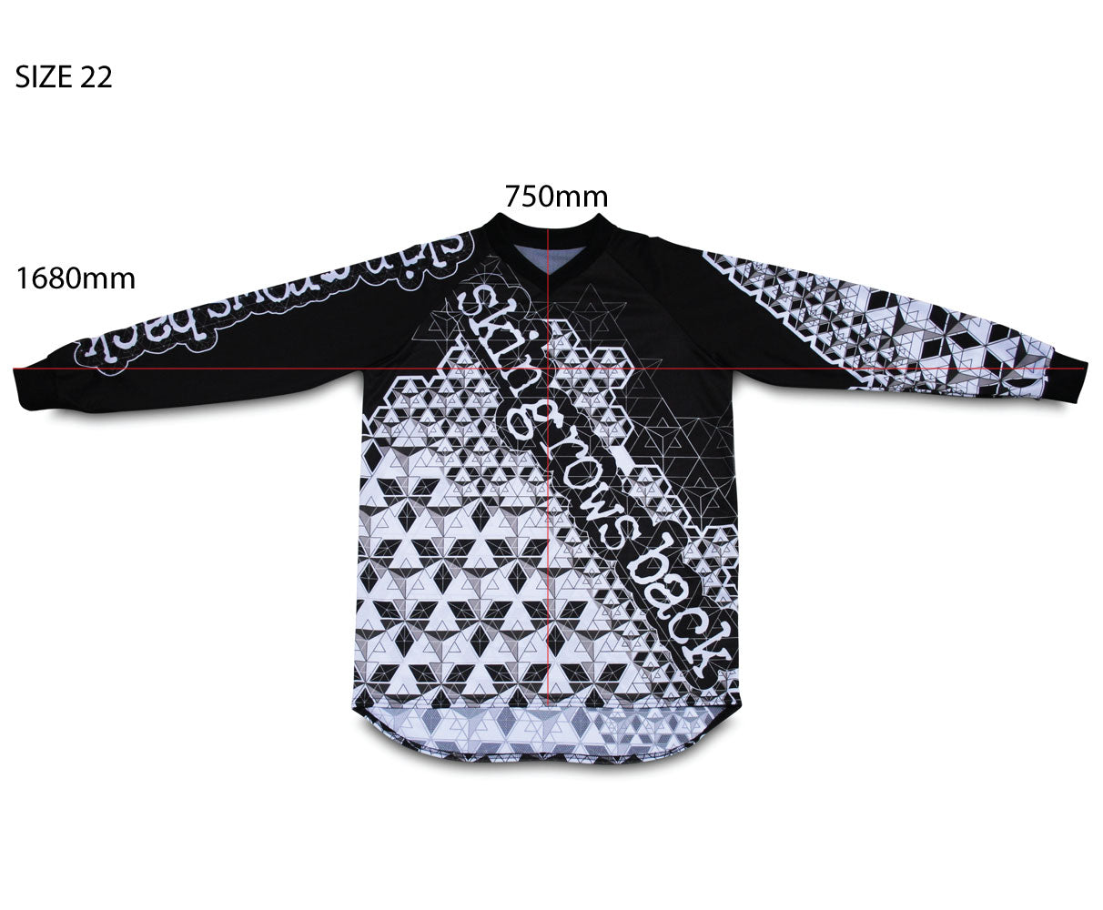 skingrowsback star tetrahedron jersey adult black white size 22