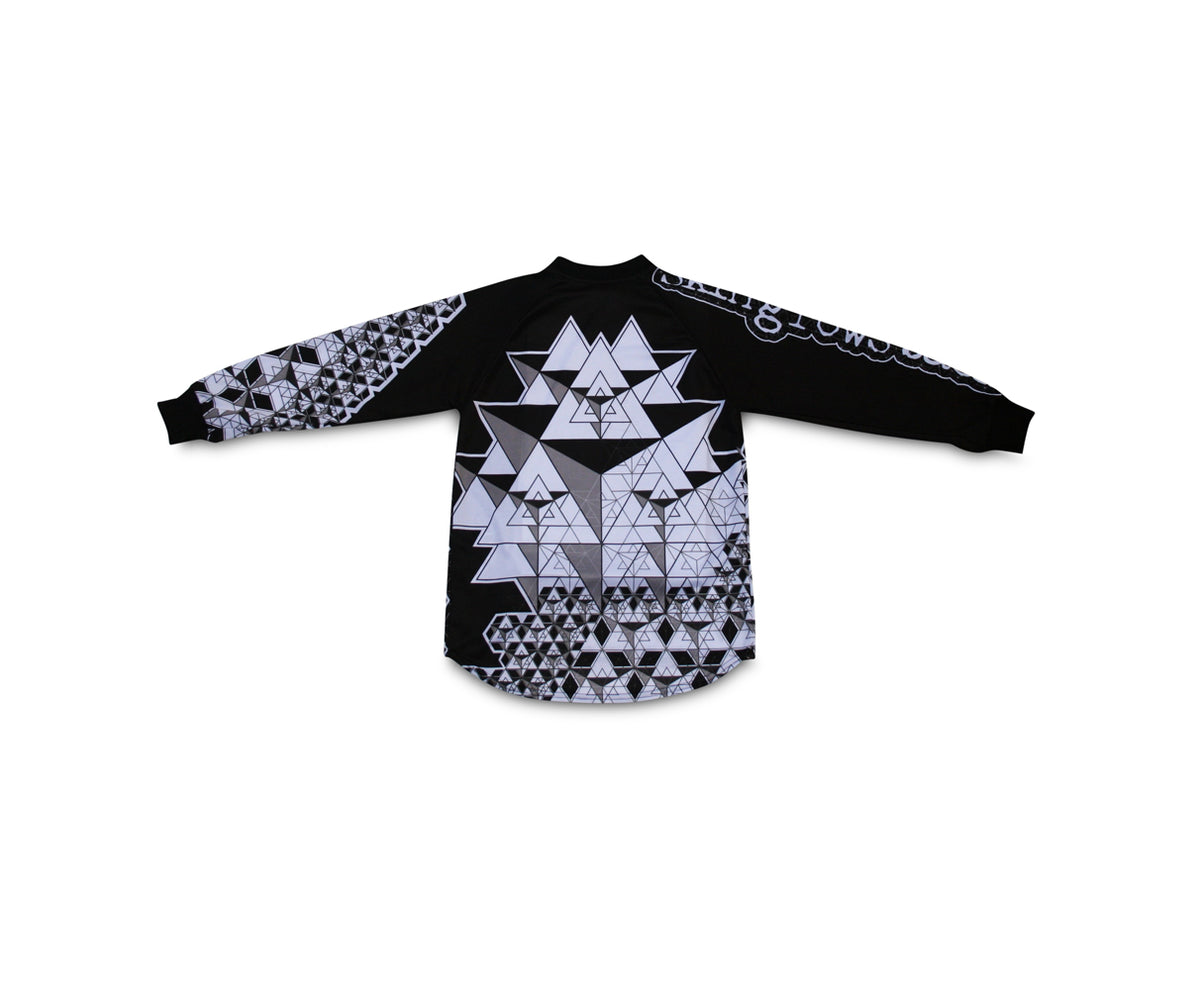 skingrowsback star tetrahedron jersey black and white youth back