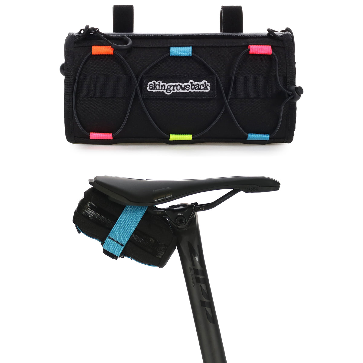 skingrowsback lunch box handlebar bag plan b saddle bag combo cycling neon