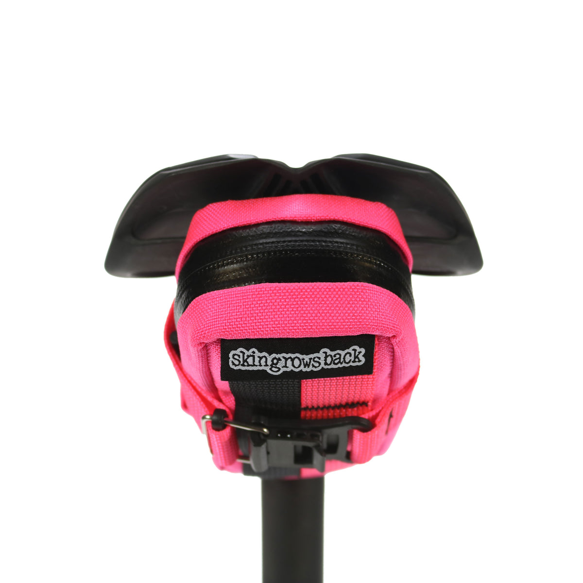 skingrowsback plan b cycling saddle bag neon pink strap