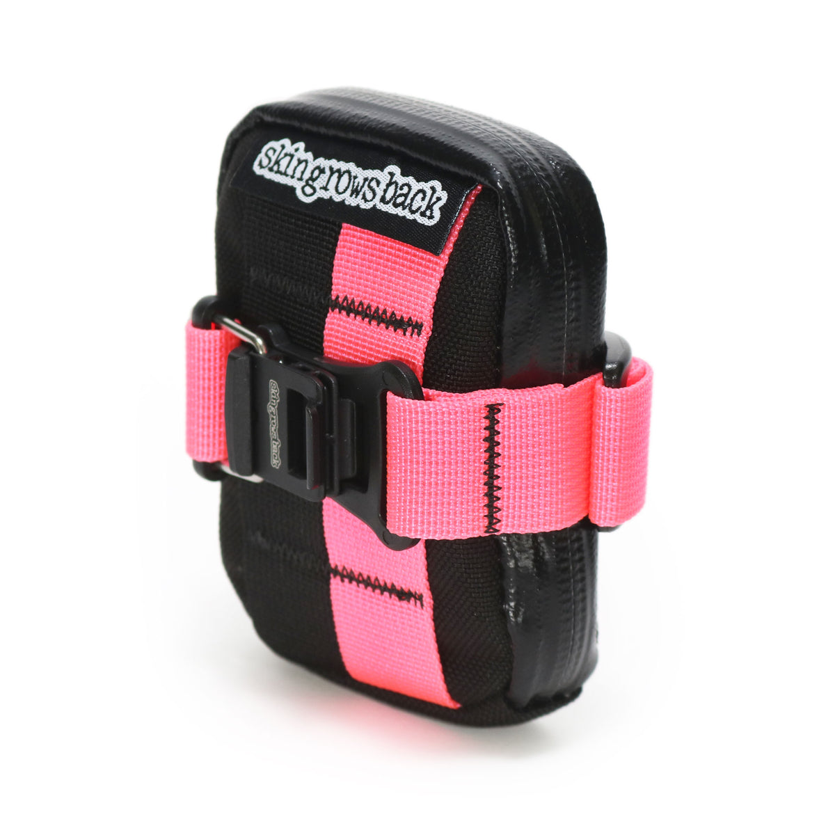 skingrowsback plan b nano minimal low profile cycling saddle bag neon pink distinction