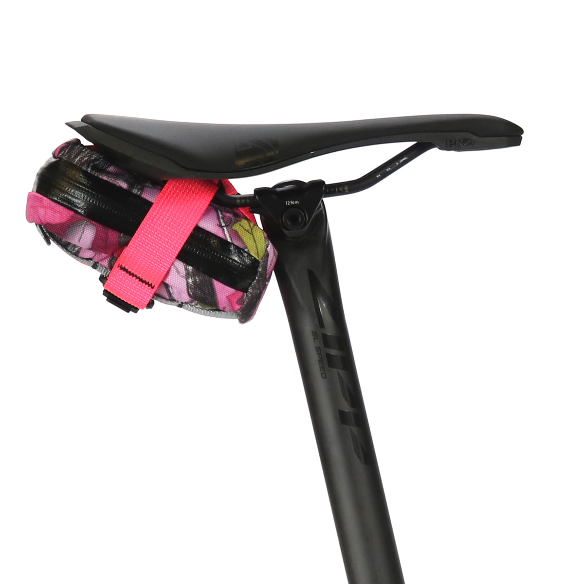 skingrowsback plan b saddle bag gravel cycling made in australia sassy b pink camo