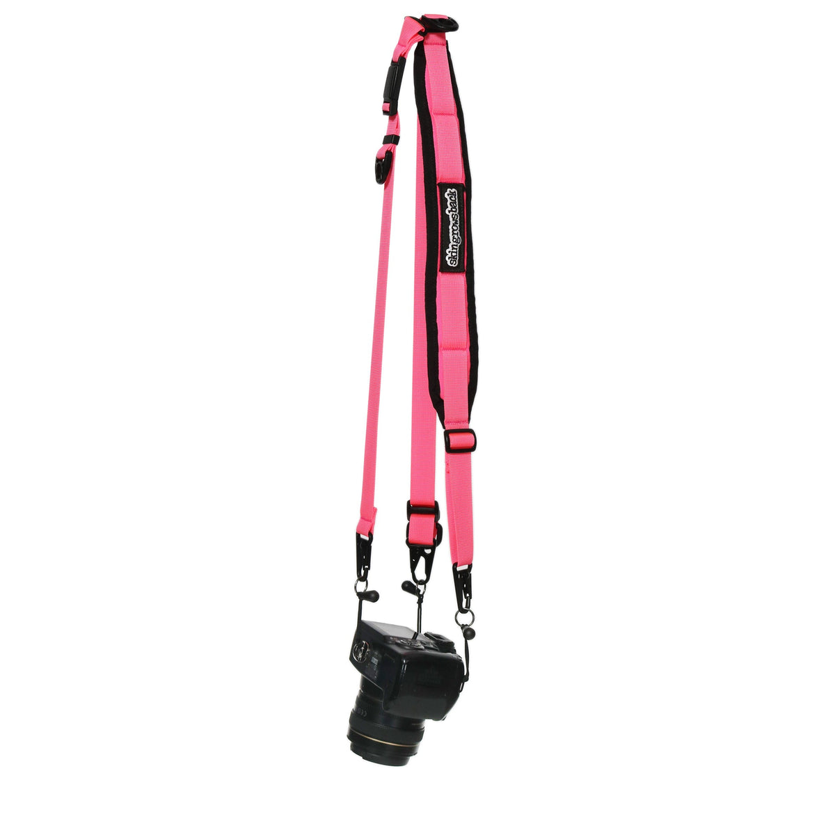 skingrowsback 3Point Cycling Camera Strap neon pink Made in Australia