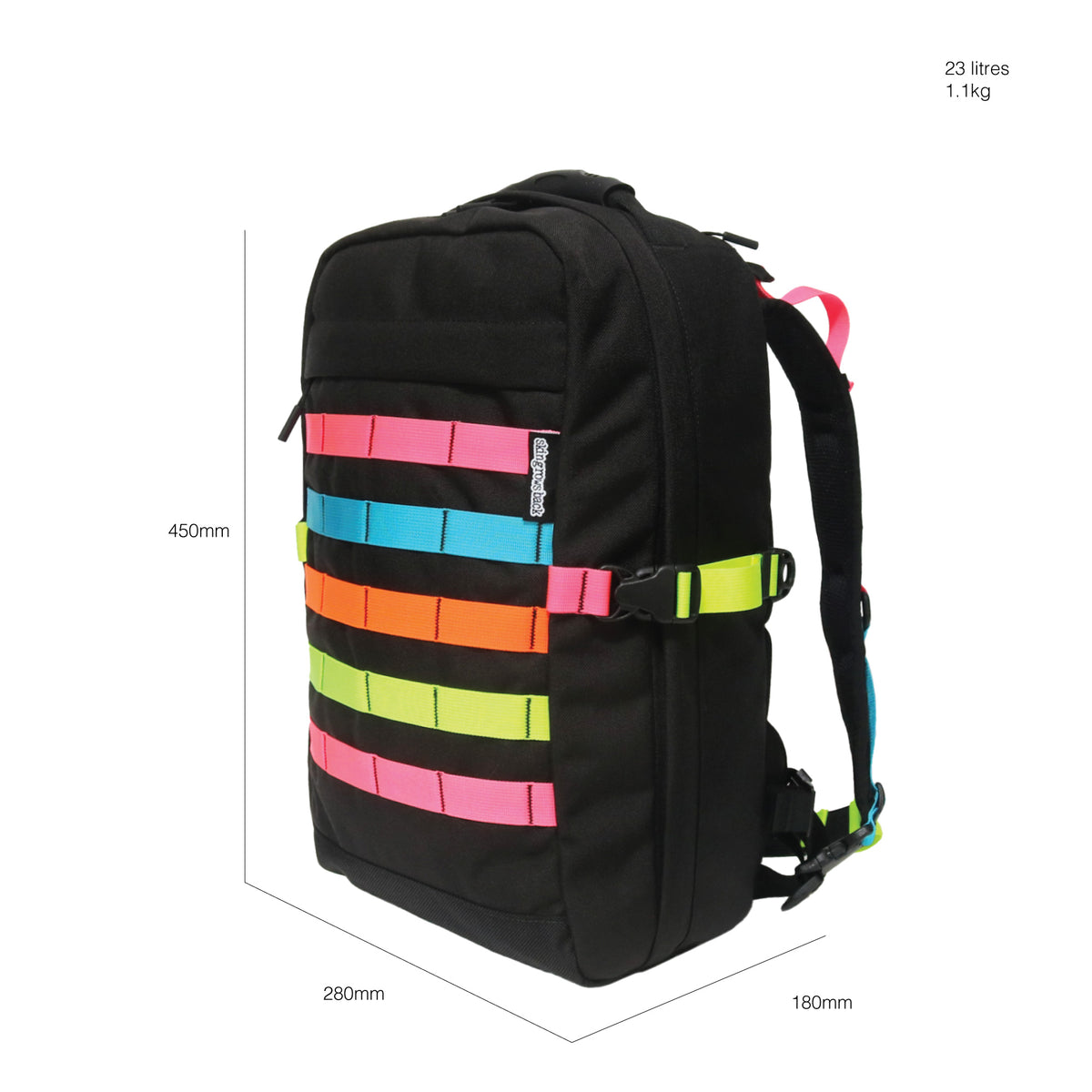skingrowsback MIDPAK 23 litre Backpack Neon specs