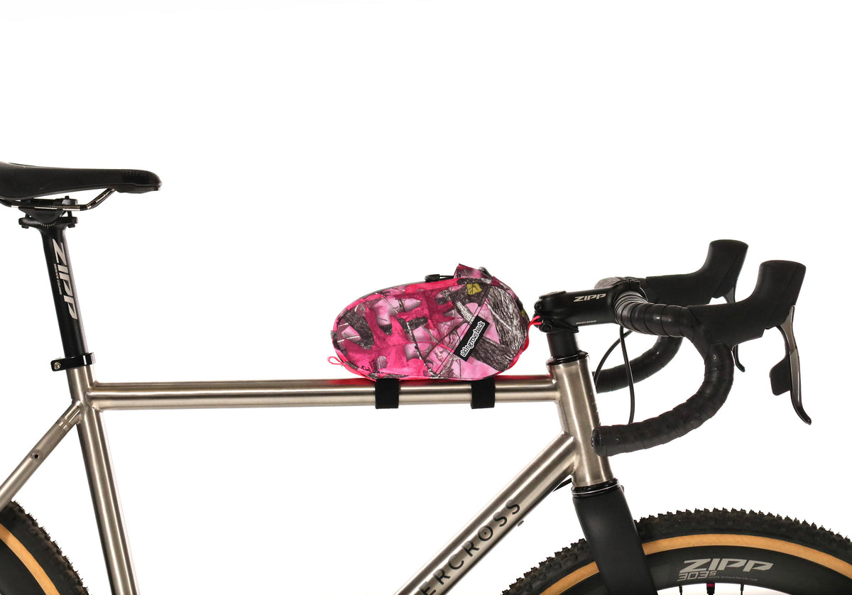 skingrowsback amigo top tube bag gravel bike sassy b pink