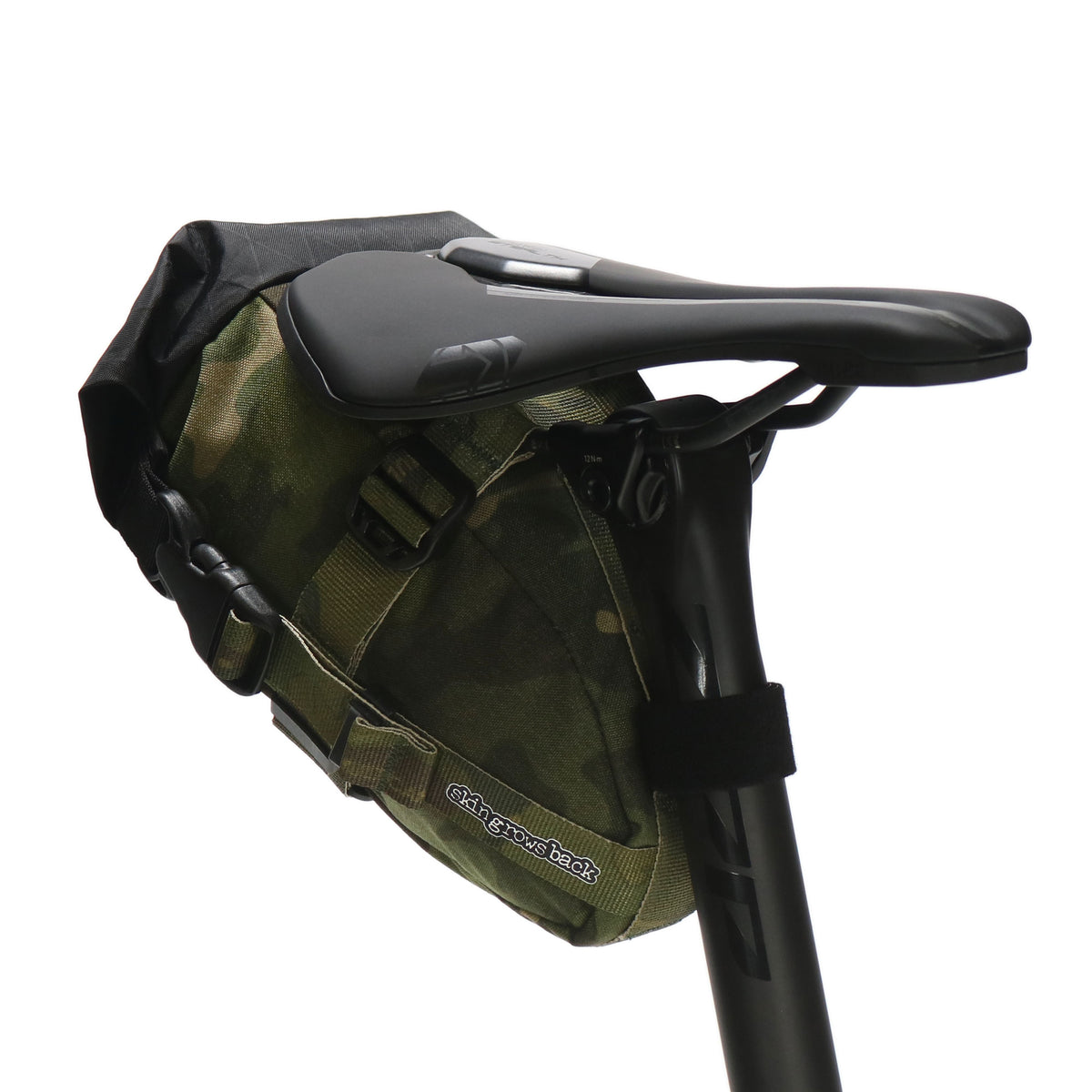 skingrowsback flash pak bike packing saddle bag multicam tropic