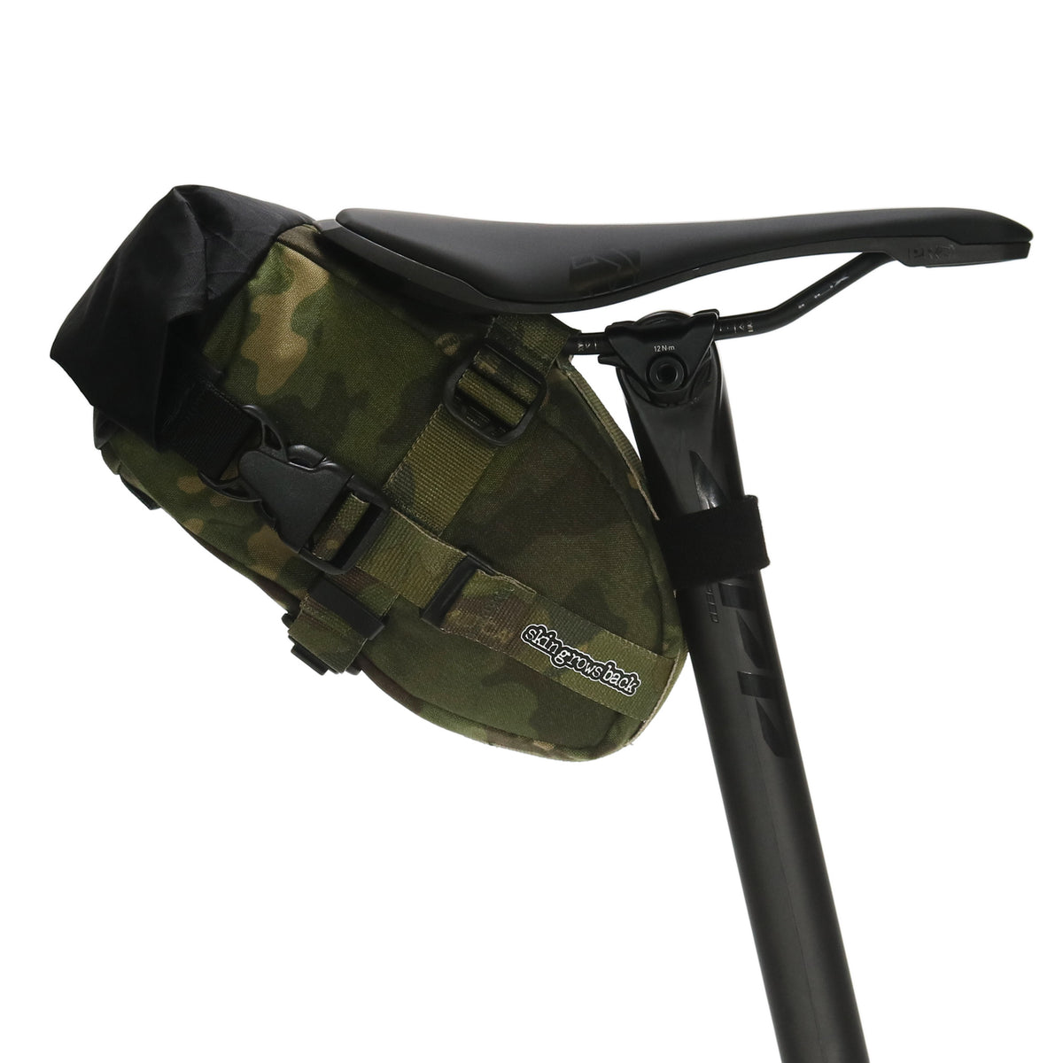 skingrowsback flash pak bike packing saddle bag multicam tropic