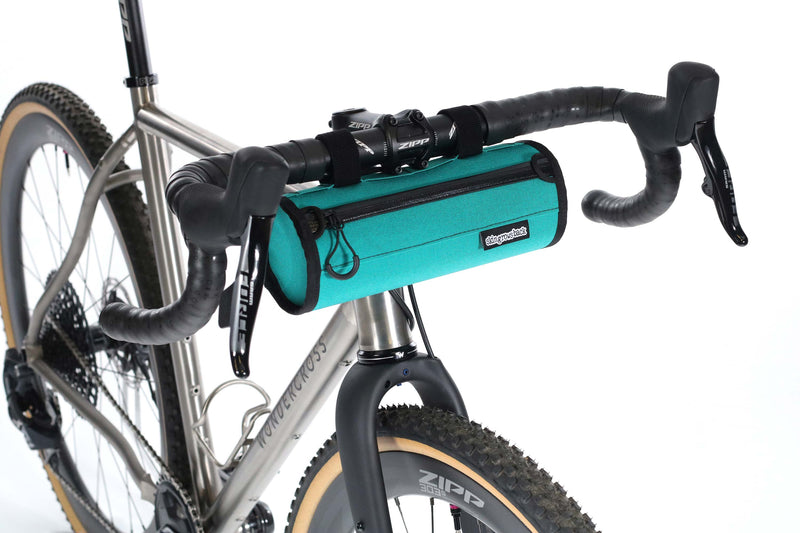 skingrowsback little lunch cycling handlebar bag gravel bike teal made in australia