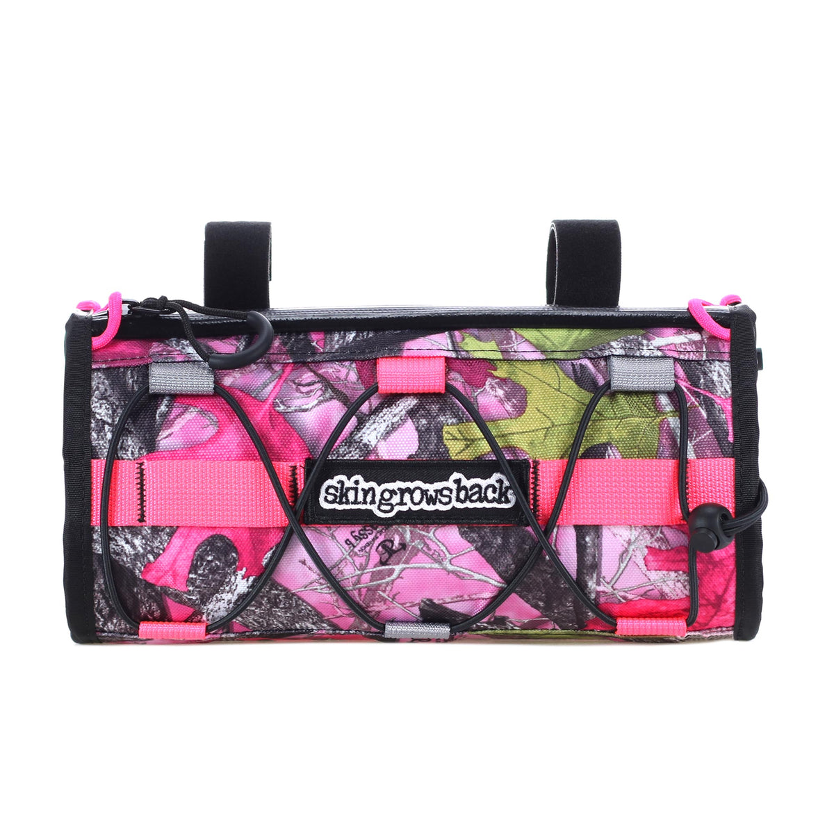 skingrowsback lunchbox handlebar bag gravel cycling made in australia sassy b pink camo
