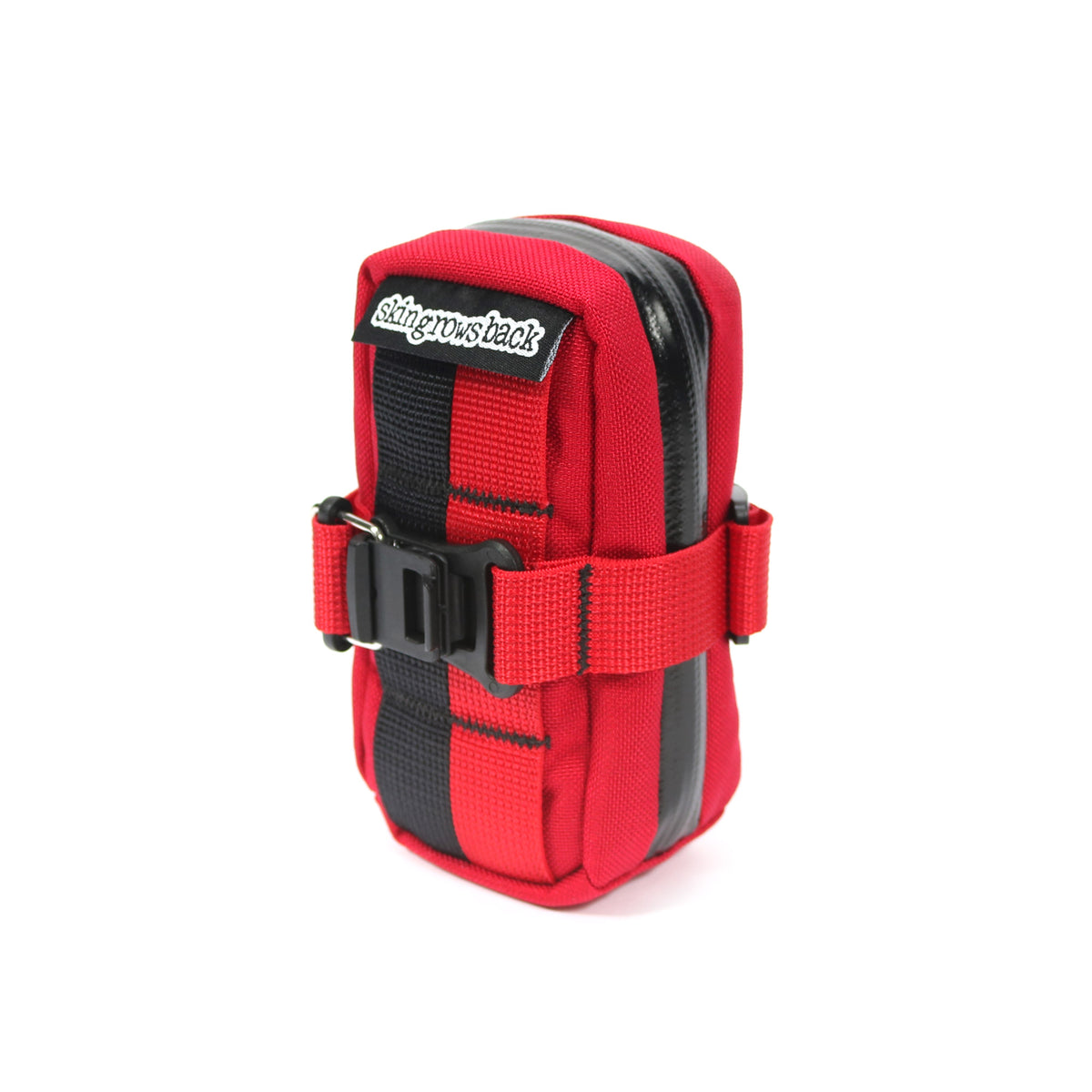 skingrowsback plan b cycling saddle bag imperial red strap