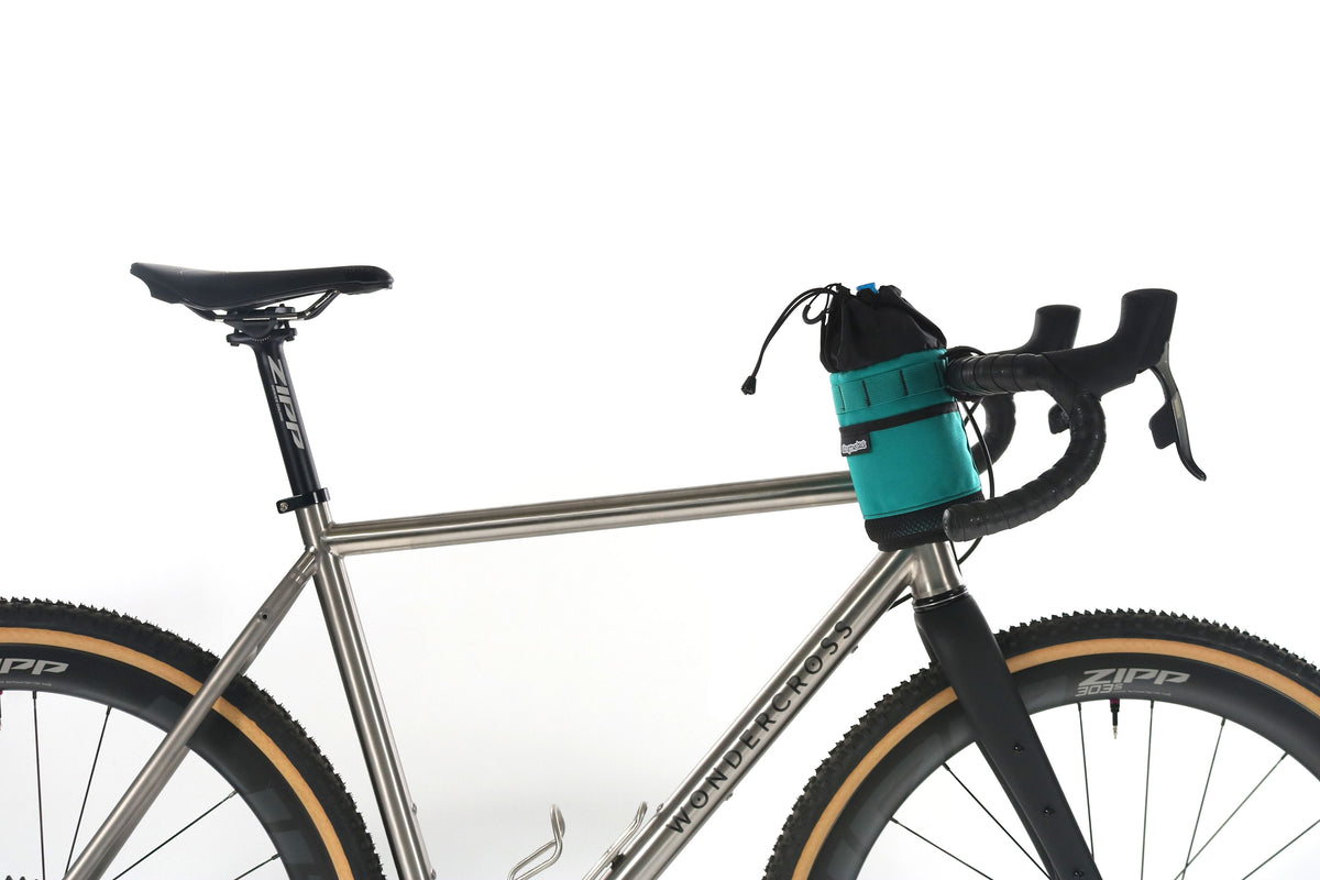 skingrowsback snack stack stem feed bag gravel bike adventure cycling teal made in australia